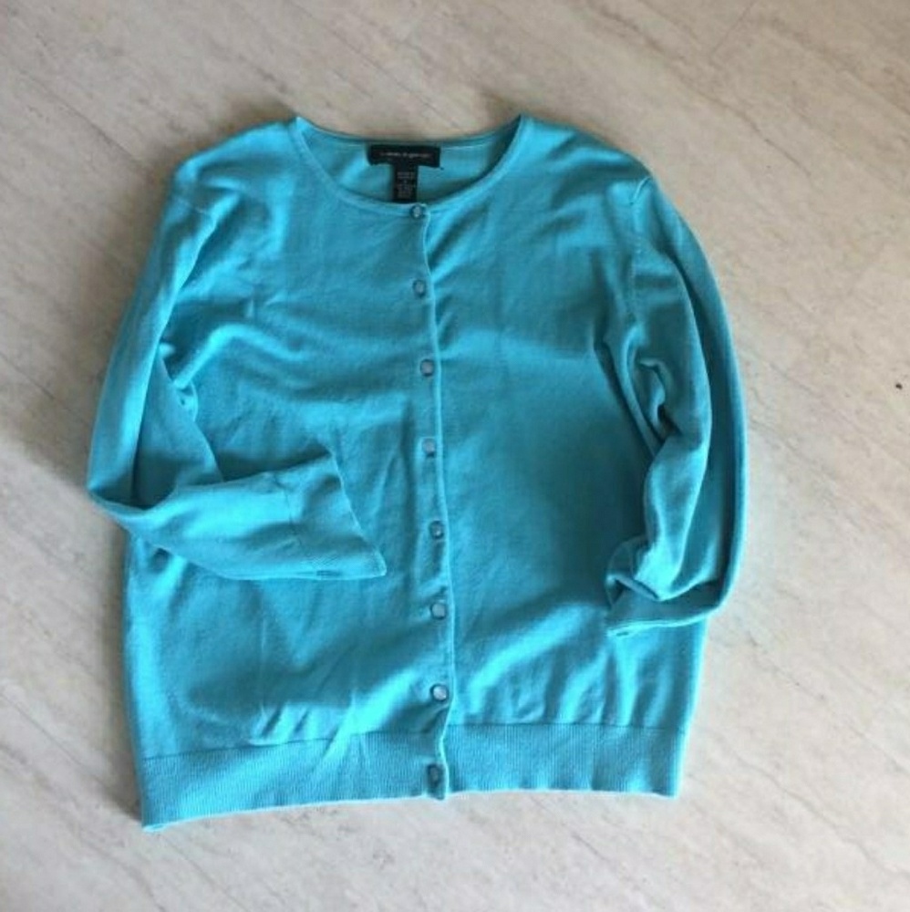 Blue cardigan sweater
